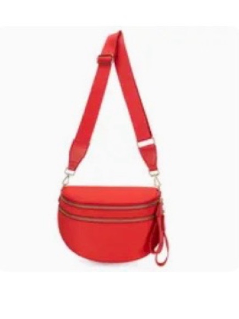 NWOT Red Semi-Circle Crossbody Bag with Adjustable Strap